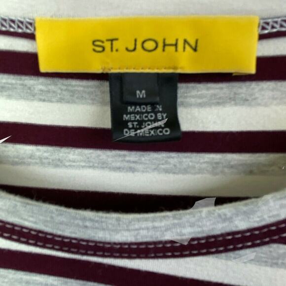 St. John ‎ Long Sleeve Striped Crew Neck Viscose BlendBlouse Career Workwear Med - Picture 4 of 8
